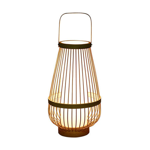 Basket-Shaped Bamboo Table Lamp - Minimalist Wooden Nightstand Light