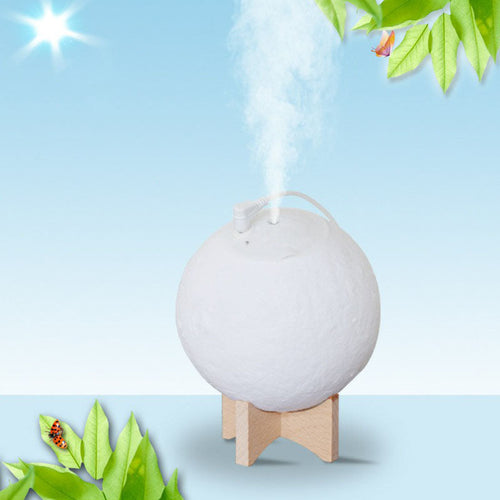 Nordic Creative Moon Humidifier Table Lamp - White Night Light with Wooden Base