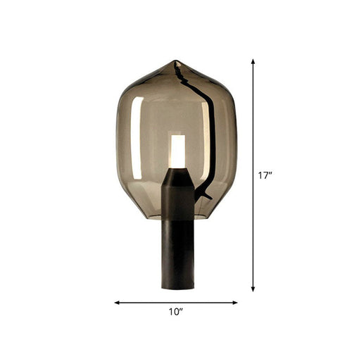 Glass Flower Bud Table Lamp - Modern Black Night Light for Living Room