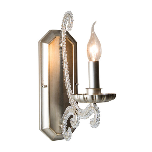 CrystalElegance - Silver Wall Sconce with Crystal Beads for Hallway