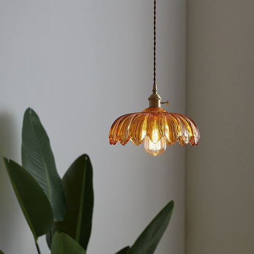 Glass Flower Ceiling Light – Industrial Pendant
