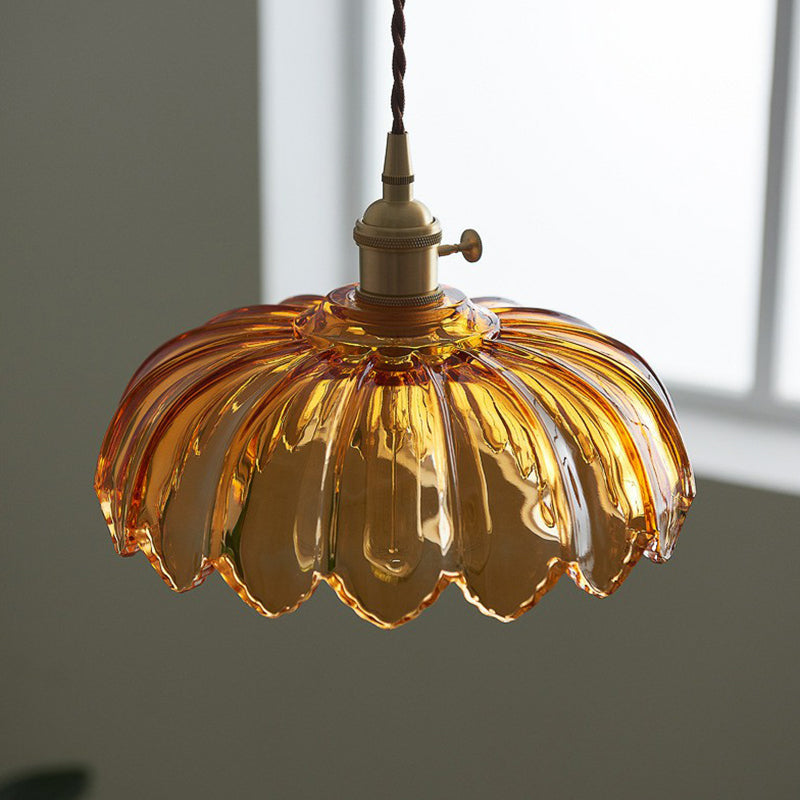 Glass Flower Ceiling Light – Industrial Pendant