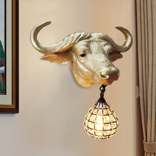 BuffaloGlow - Gold Wall Light with Crystal Globe