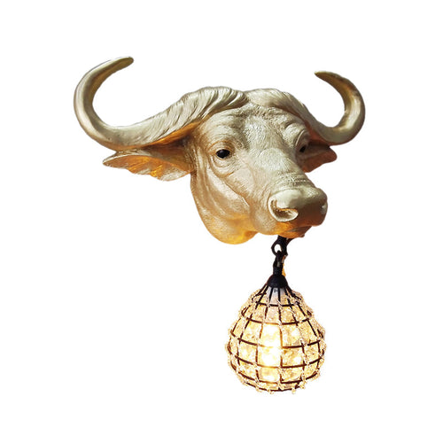 BuffaloGlow - Gold Wall Light with Crystal Globe