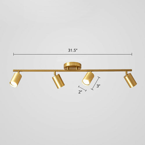 Minimalist LED Ceiling Light with Golden Tubular Track and Metal Shade