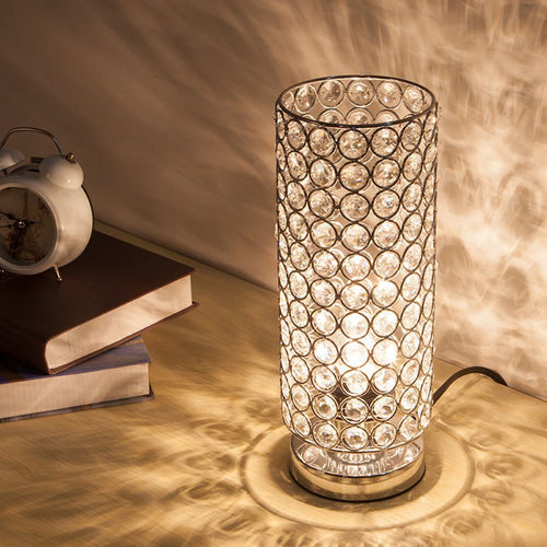 Crystal Table Lamp - Modern Night Light with Chrome Finish