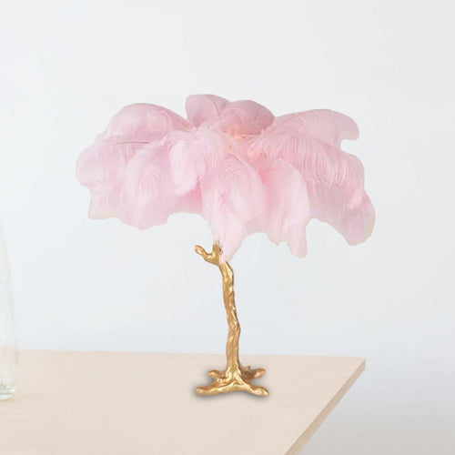 Coconut Palm Feather Table Lamp - Artistic Modern Lamp in Pink and Gold