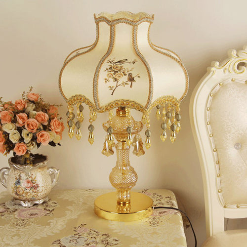 Crystal Table Lamp - Traditional Night Light with Gold Finish