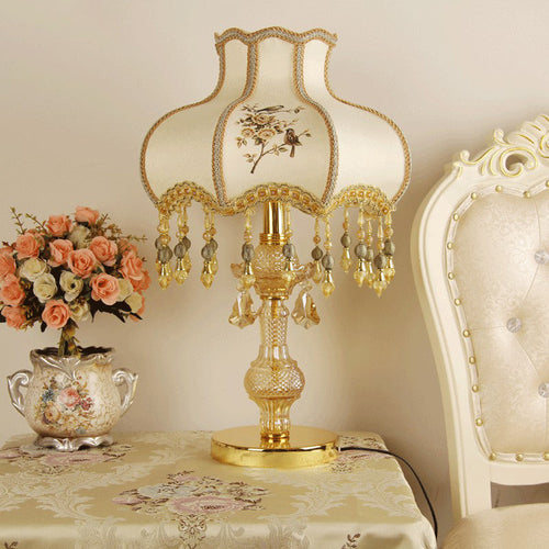 Crystal Table Lamp - Traditional Night Light with Gold Finish