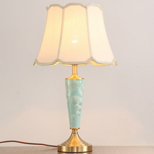 Blue Classic Table Lamp with Fabric Shade