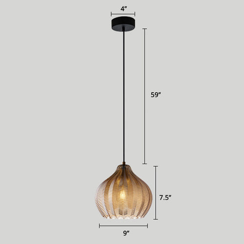 Modern Glass Pendant Light with Wave-Shaped Shade for Dining Room