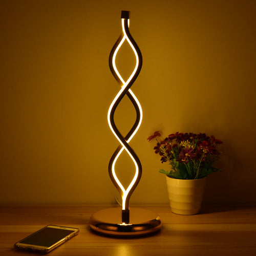 GoldWave - Art Deco LED Table Lamp with Golden Wave Strip
