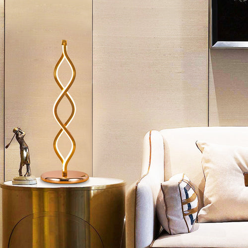 GoldWave - Art Deco LED Table Lamp with Golden Wave Strip