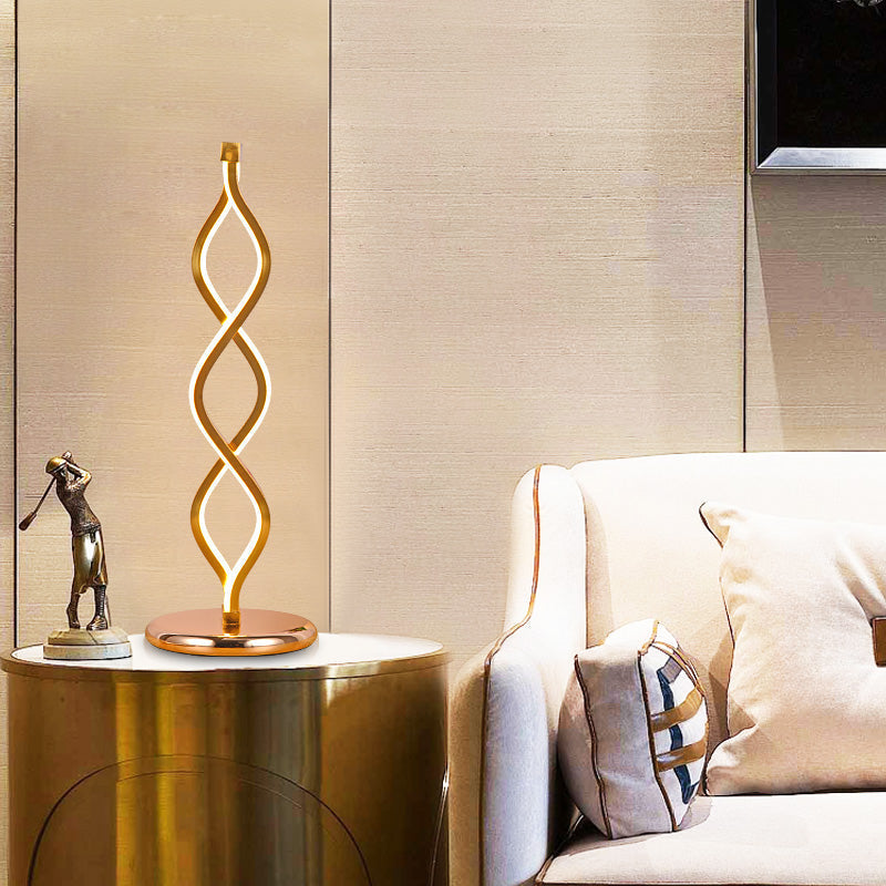 GoldWave - Art Deco LED Table Lamp with Golden Wave Strip
