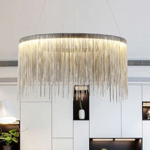 SilverChain - Modern Metal Pendant Light with Round Shape