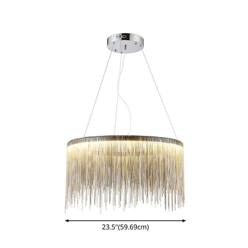 SilverChain - Modern Metal Pendant Light with Round Shape