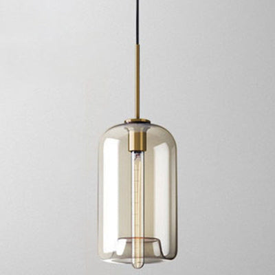 Cognac Glass Pendant Light - Modern Minimalist 1-Light for Dining Table