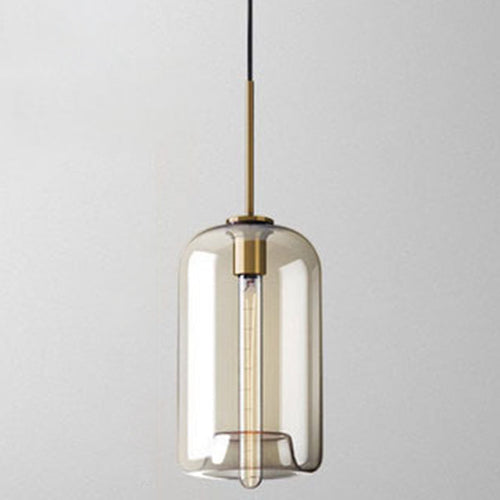 Cognac Glass Pendant Light - Modern Minimalist 1-Light for Dining Table