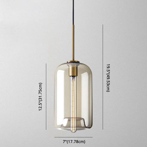 Cognac Glass Pendant Light - Modern Minimalist 1-Light for Dining Table