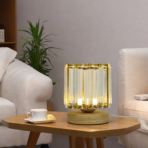 LumiCrystal - Glass Crystal Table Lamp, LED Light Source, USB-Powered