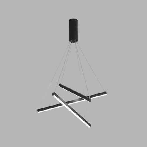 Black LED Pendant Light - Minimalist Metal Style for Lobby