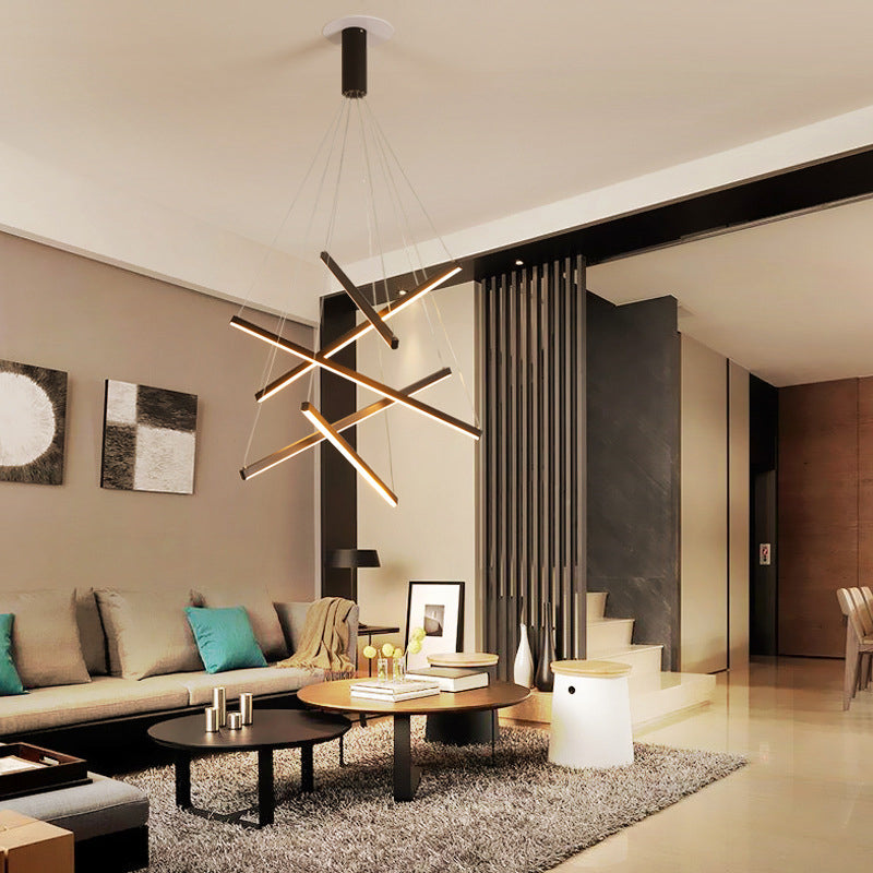 Black LED Pendant Light - Minimalist Metal Style for Lobby