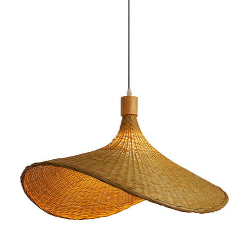 Beige Rattan Pendant Light Kit - Asian 1-Light Ceiling Lamp for Dining Table