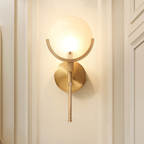 Colonial Lamp - Oval Milk Glass Wall Light in Copper for Living Room