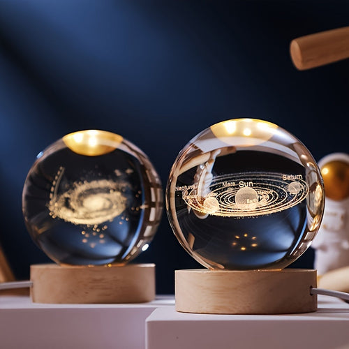 LuminaSphere - 3D Crystal Ball LED Table Lamp with Wooden Base