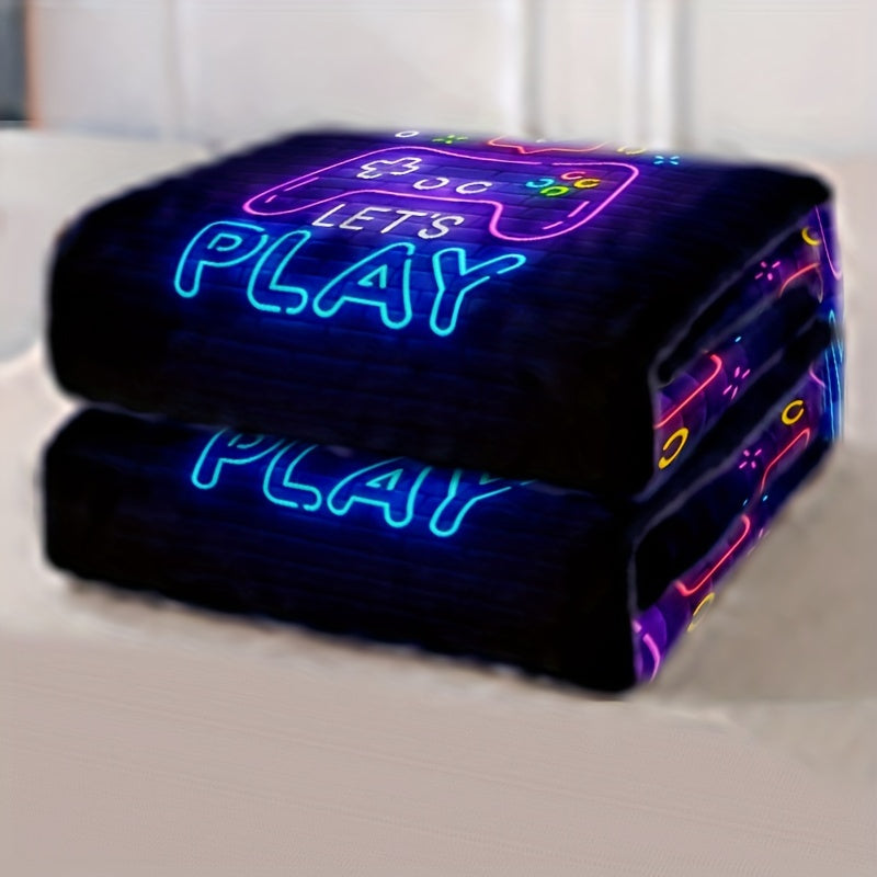 Gamer Blanket – Soft & Warm Flannel Blanket with Game Controller Neon Design – Perfect Gift for Boys, Teens & Gamers