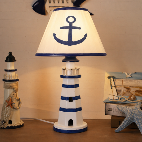 Resin Lighthouse Desk Lamp - Nautical Children's Desk Lamp with Plug-in Cord