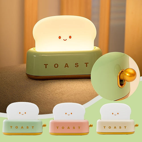 LumiToast - Cute USB Rechargeable LED Toaster Table Lamp, 3000K Warm Light