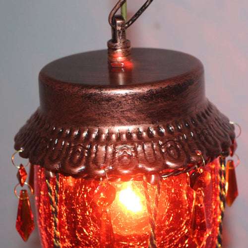 Vintage Style Pendant Light - Conical Glass Red/Yellow/Blue