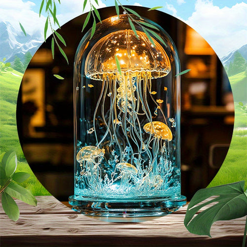 CrystalJelly - Artistic Glass Jellyfish Lamp with Circular Design