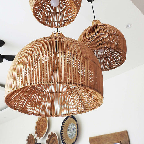 Boho Wicker Handwoven Kitchen Island Pendant Light