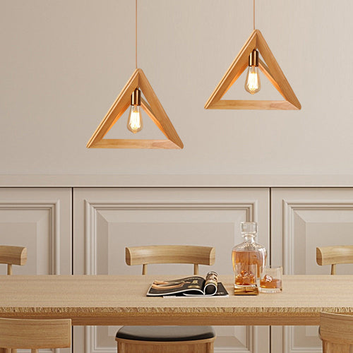 NordicFrame - Scandinavian Pendant Light with Wooden Frame in Geometric Design