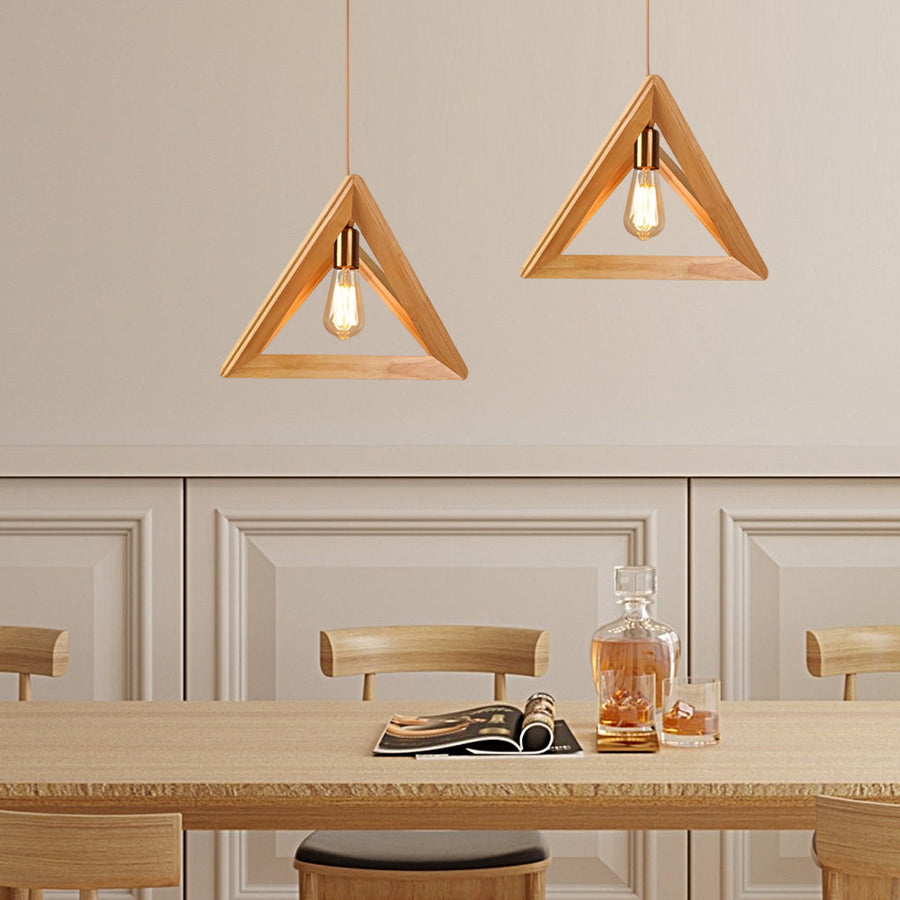NordicFrame - Scandinavian Pendant Light with Wooden Frame in Geometric Design