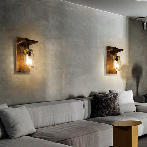 Heritage Lantern Wall Light - Bedroom/Living Room, Wood and Metal