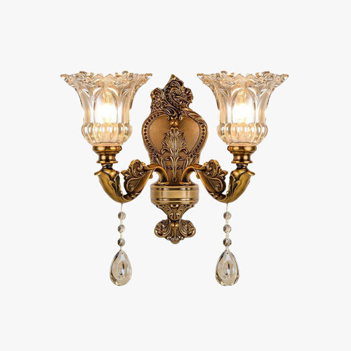 Vintage Gold Glass LED Double Classic Indoor Wall Light