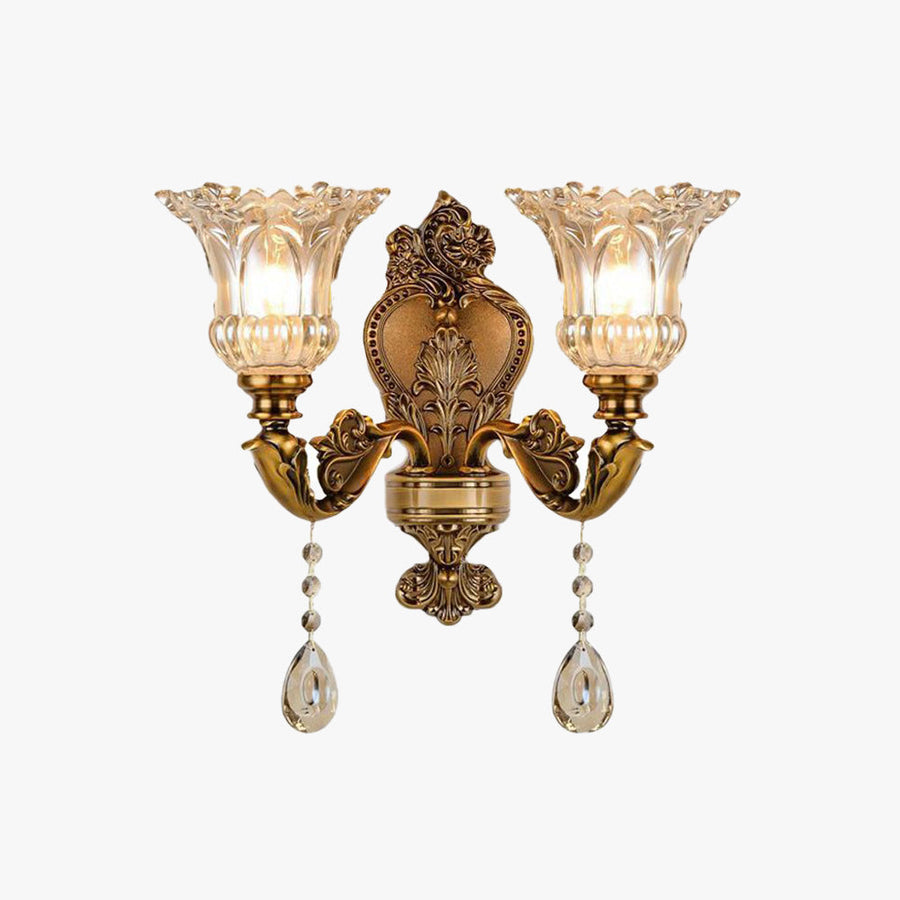 Vintage Gold Glass LED Double Classic Indoor Wall Light