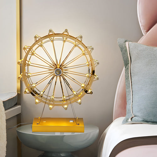 LumiFerris - Golden Ferris Wheel Table Lamp with LED and Touch Switch