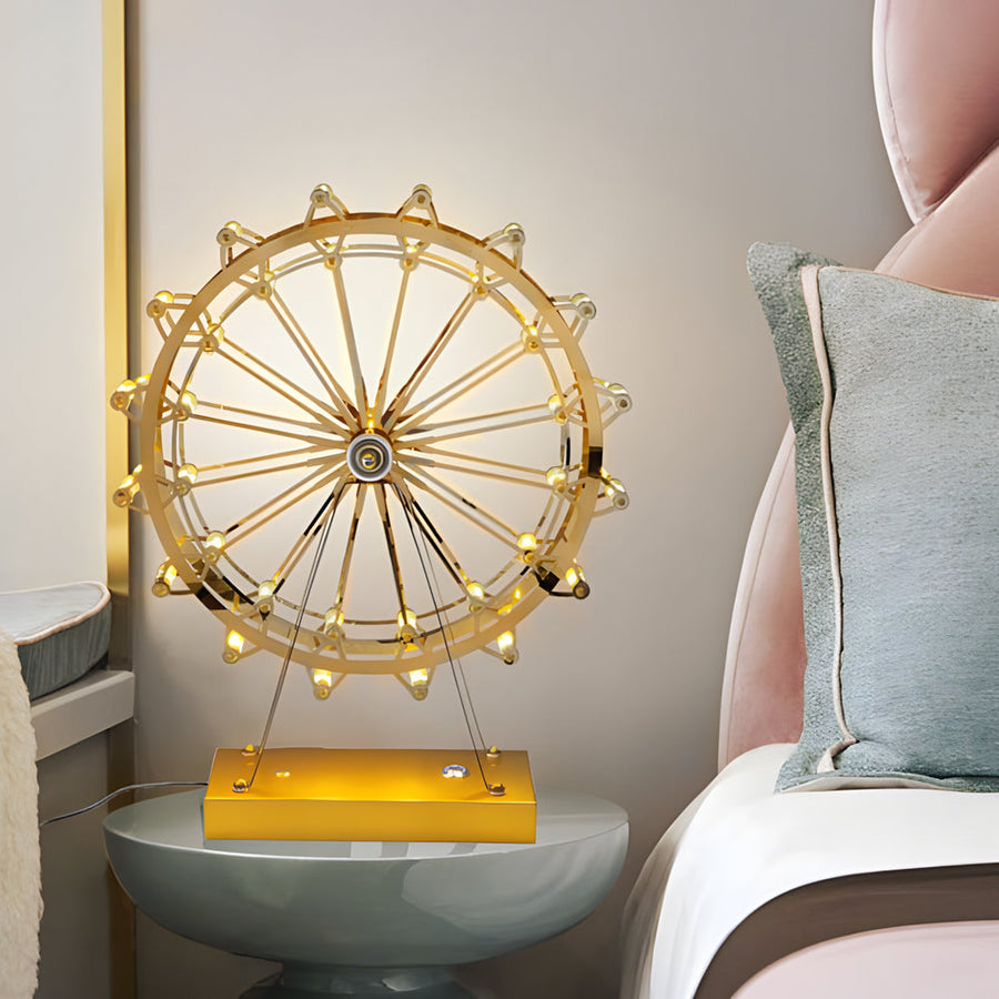 LumiFerris - Golden Ferris Wheel Table Lamp with LED and Touch Switch