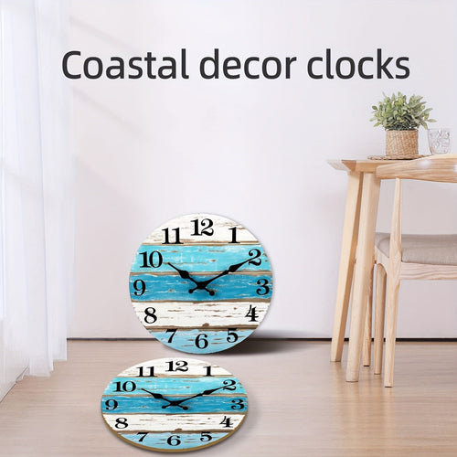 Nautical Wall Clock – Silent Round Clock, Blue Theme for Indoor & Outdoor