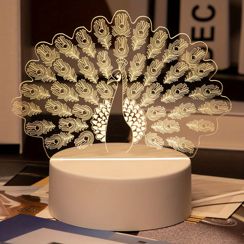 LumiPeacock - Creative USB-Powered LED Desk Lamp, Modern Peacock Night Light
