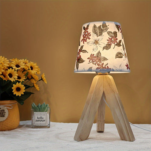 FlowerLamp - Modern LED Table Lamp with Wooden Base, USB Powered