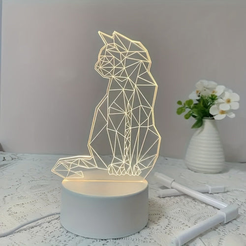 CatLight - Geometric 3D Cat Night Light USB Table Lamp