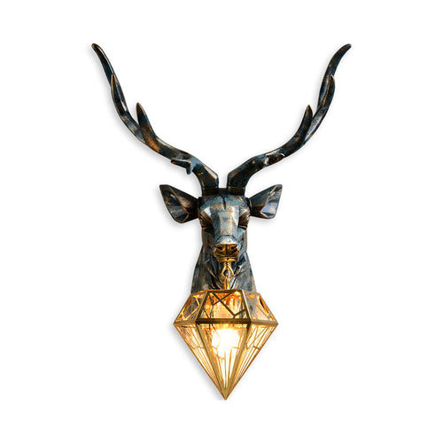 Elk Wall Light - Bronze with Diamond Cage Shade