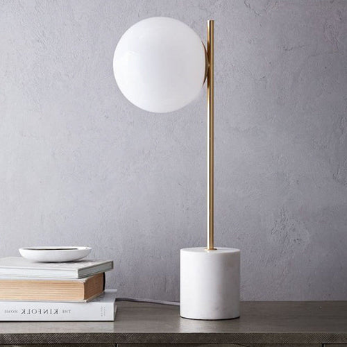 MarbleGlow - Modern Spherical Table Lamp with Marble Base