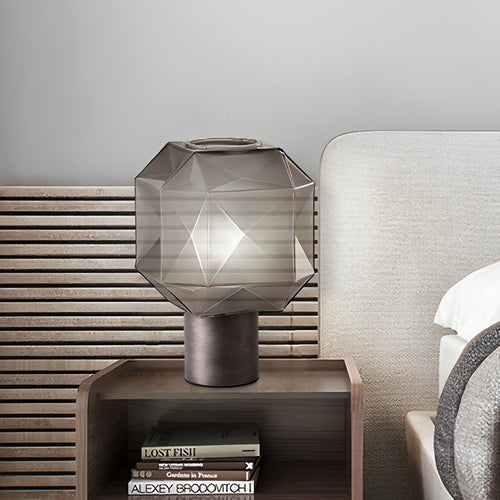 1-Light Cubo Table Lamp with Smoke Grey Glass Shade