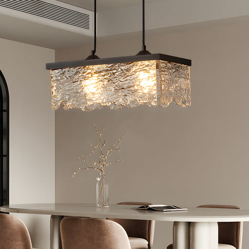 1/2-Light Glass 3-Step Dimmable Chandelier for Dining Room